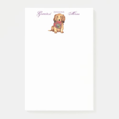 Longhaired Dachsie Heart Mom Post_it Notes