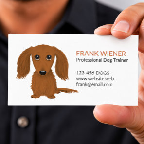 Longhaired Red Dachshund | Cute Doxie Cartoon Dog Business Card