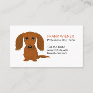 Longhaired Red Dachshund Cute Doxie Cartoon Dog Business Card