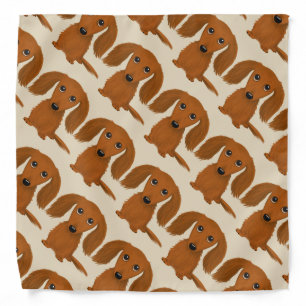 Longhaired Red Dachshund Pattern Wiener Dogs Bandana
