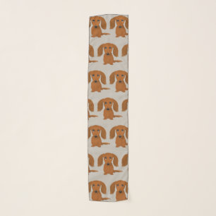 Longhaired Red Dachshund Pattern   Wiener Dogs Scarf
