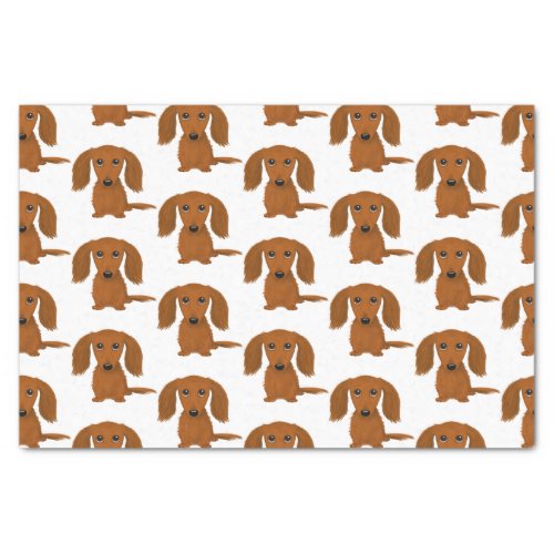 Longhaired Red Dachshund Pattern  Wiener Dogs Tissue Paper