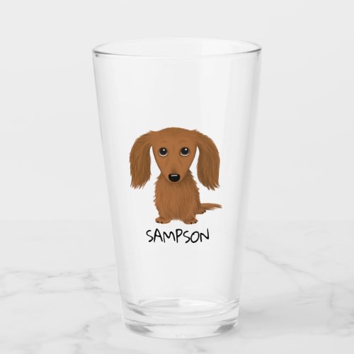 Longhaired Red Dachshund  Wiener Dog Custom Glass