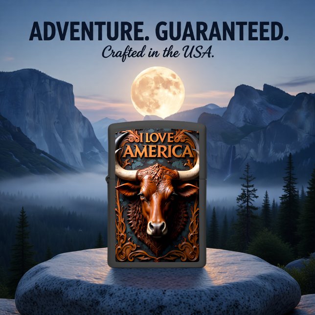 Longhorn Blue Backdrop Ornate Frame Zippo Lighter (Creator Uploaded)