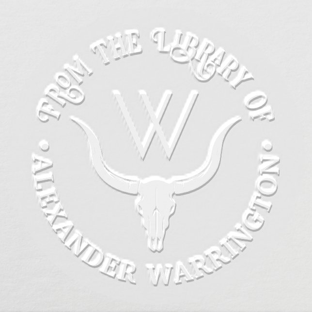 Longhorn Bull Cow Skull Library Book Name Initial Embosser (Design)