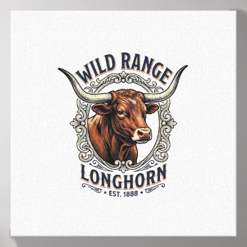 Longhorn Bull Graphic Vintage Engraving Western Ar Canvas Photo Tile