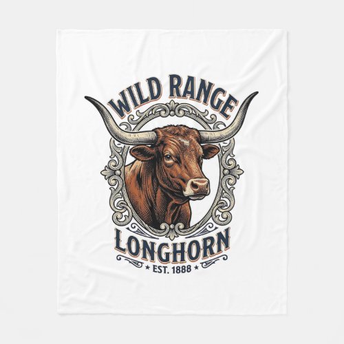 Longhorn Bull Graphic Vintage Engraving Western Ar Fleece Blanket
