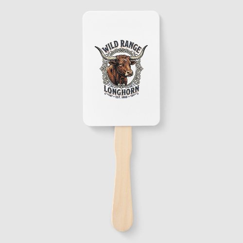Longhorn Bull Graphic Vintage Engraving Western Ar Hand Fan
