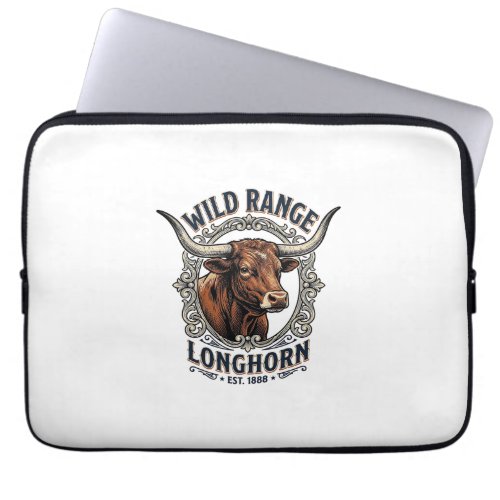 Longhorn Bull Graphic Vintage Engraving Western Ar Laptop Sleeve