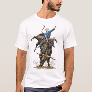 Longhorn Bull Rider Rodeo Power Sport Western Art T-Shirt
