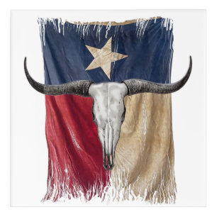 Longhorn Bull Skull Distressed Worn Texas Flag Acrylic Print