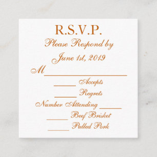 Longhorn Burnt Orange and White Response RSVP Card