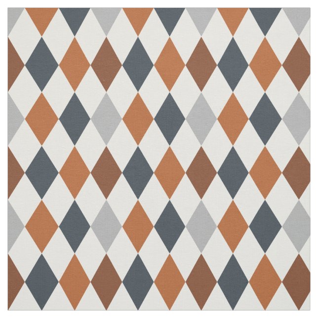 Longhorn Burnt Orange & Gray Argyle Pattern Fabric (Swatch)