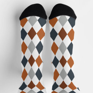 Longhorn Burnt Orange & Gray Argyle Pattern Socks