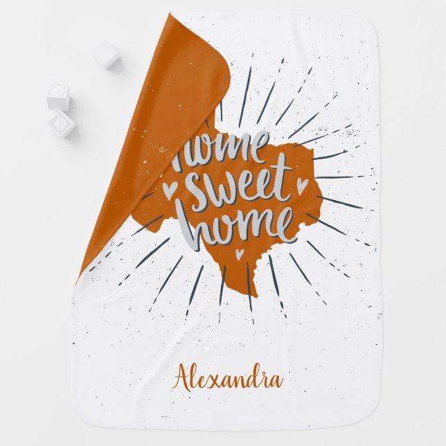 Longhorn Burnt Orange Home Sweet Home - Texas Baby Blanket (In Situ)