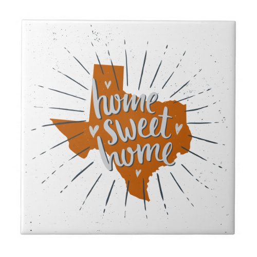 Longhorn Burnt Orange Home Sweet Home _ Texas Ceramic Tile