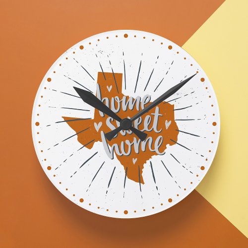 Longhorn Burnt Orange Home Sweet Home _ Texas Round Clock