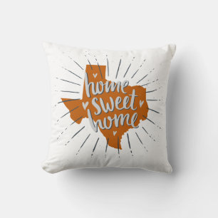 Longhorn Burnt Orange Home Sweet Home - Texas Throw Pillow
