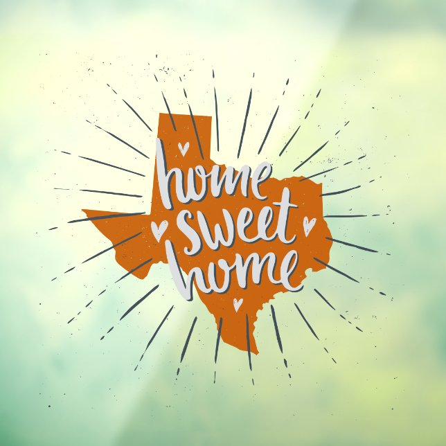Longhorn Burnt Orange Home Sweet Home Texas Window Cling (Sheet 3)