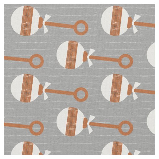 Longhorn Burnt Orange Plaid Baby Rattle on Gray Fabric