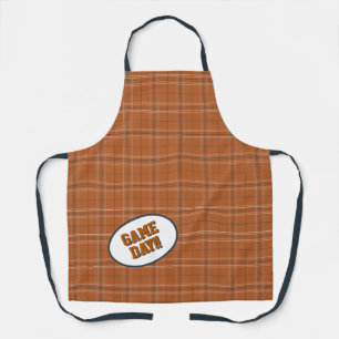Longhorn Burnt Orange Plaid Pattern Game Day Apron
