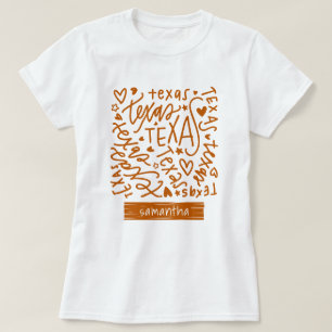 Longhorn Burnt Orange Texas Doodle Pattern T-Shirt