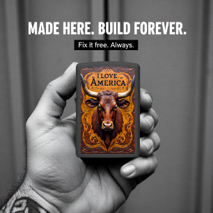 Longhorn Cattle Bronze Ornate Portrait Zippo Lighter