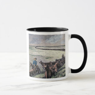 Longhorn cattle drive from Texas to Abilene, Kansa Mug