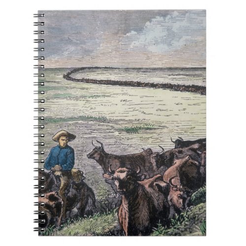 Longhorn cattle drive from Texas to Abilene Kansa Notebook