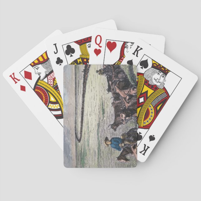 Longhorn cattle drive from Texas to Abilene, Kansa Poker Cards (Back)