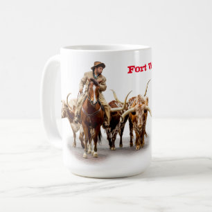 Longhorn Cattle, Fort Worth, Western, Mug