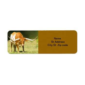Longhorn Cattle Return Address Label. Label by PattiJAdkins at Zazzle