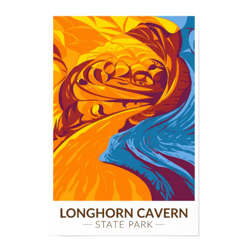 Longhorn Cavern State Park Texas Vintage  Poster
