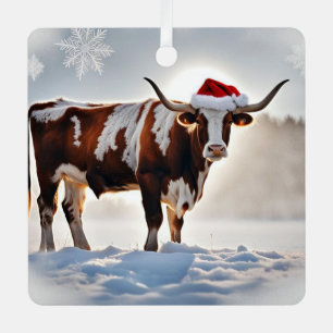 Longhorn Cow Country Western Cowboy Metal Ornament