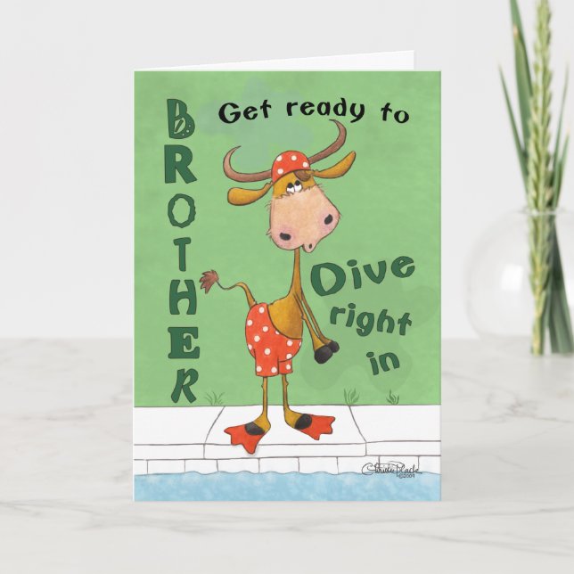 Longhorn Cow Diver Birthday for Brother Card (Front)