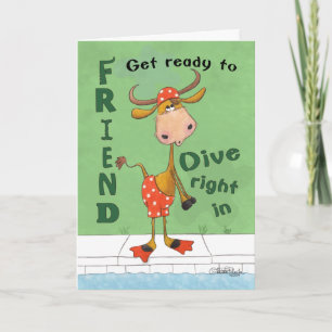 Longhorn Cow Diver Birthday for Friend Card