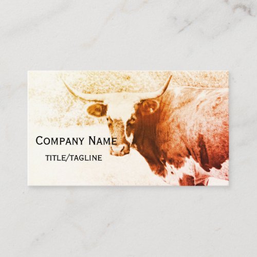 longhorn cow rustic country sepia custom  business card