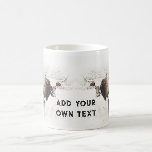 longhorn cow sepia tone photo add your own quote coffee mug