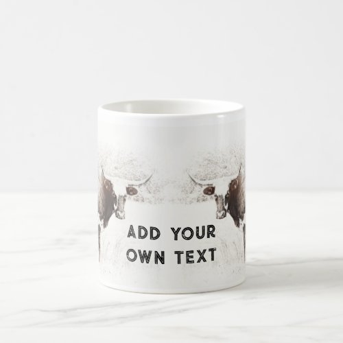   longhorn cow sepia tone photo add your own quote coffee mug