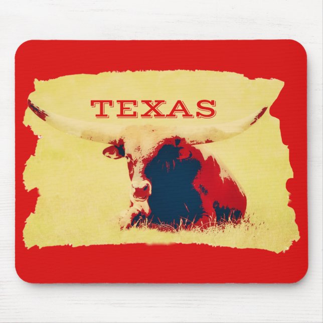 Longhorn Cow Texas Art Mouse Pad (Front)