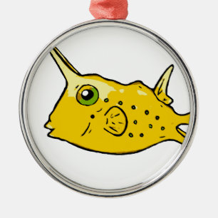 Longhorn Cowfish Metal Ornament