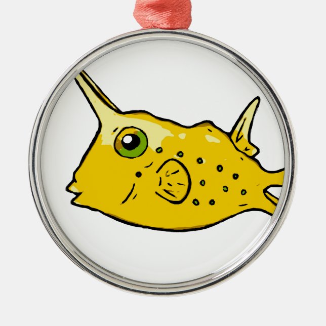 Longhorn Cowfish Metal Ornament (Front)