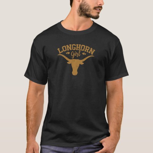 Longhorn Cute Texas Pride Longhorn Girl   T_Shirt