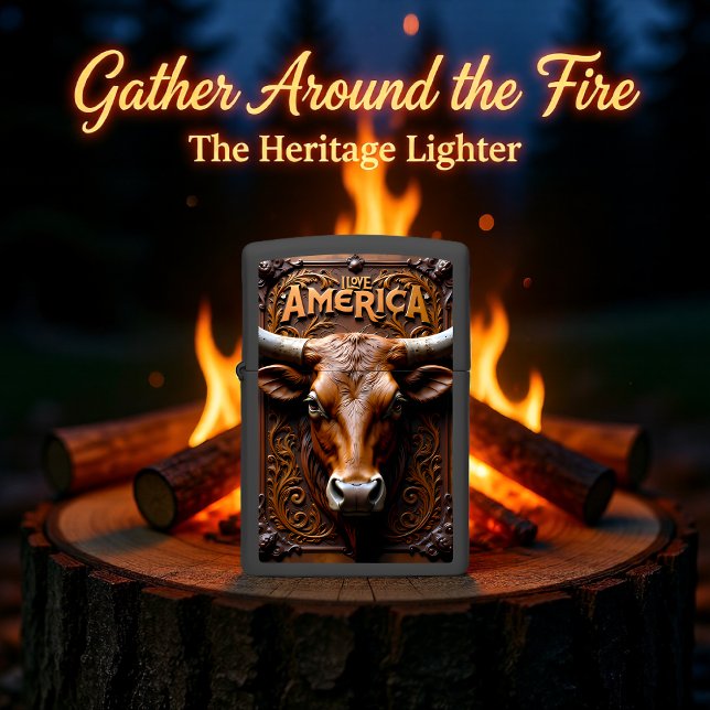 Longhorn Dark Bronze Western Scroll Zippo Lighter (Creator Uploaded)