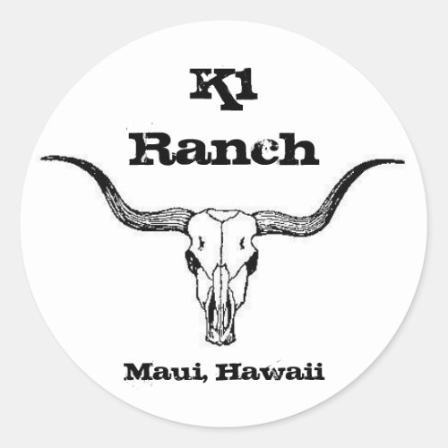 longhorn K1 Ranch Maui Hawaii Classic Round Sticker