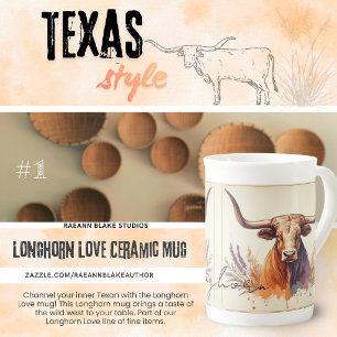 Longhorn Love #1 Bone China Ceramic Mug