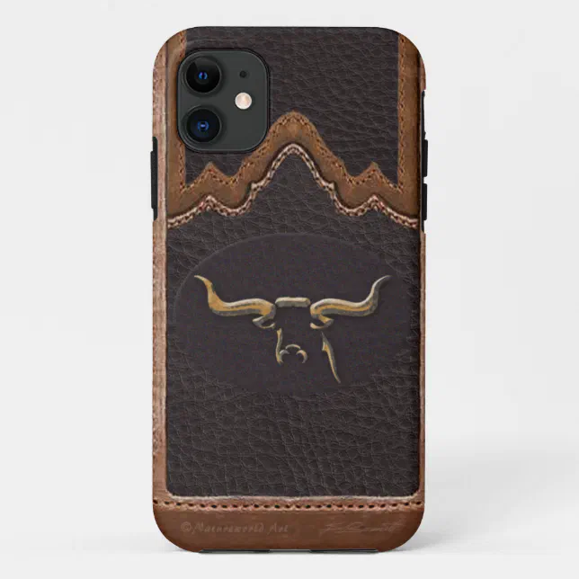 Longhorn Photo Sim Leather iPhone5 Case | Zazzle