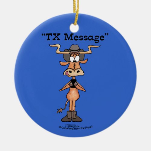 Longhorns TX Message for Christmas Ceramic Ornament