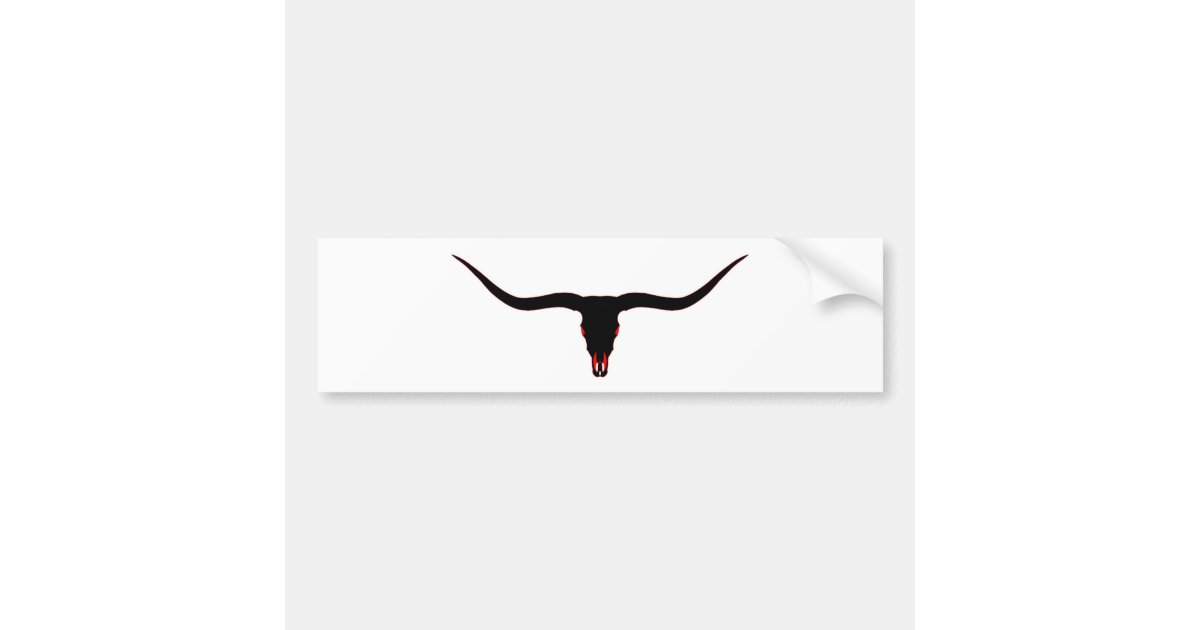 Longhorn Skull Black And Red Bumper Sticker Zazzle Com
