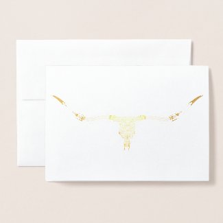 Longhorn Skull Gold Foil Blank Greeting Card